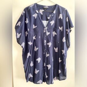 Torrid button-up super comfy! French bulldog blouse